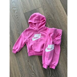 Nike Toddler Girls Pink Fleece Hoodie and Joggers Tracksuit Set 18M Futura‎ Logo